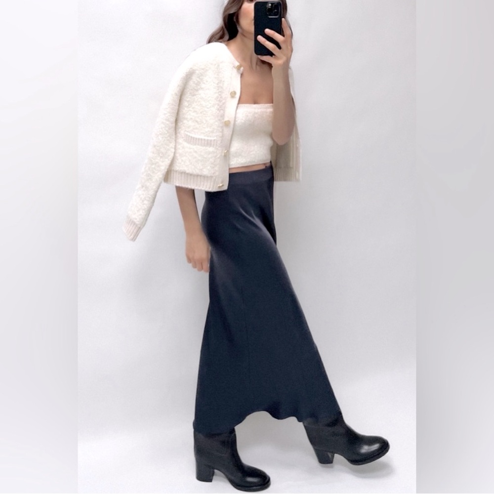 Zara Satin Effect Midi Skirt